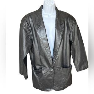 “Leathers by Tibor”‎ Vintage Genuine Leather Black Jacket Size 12